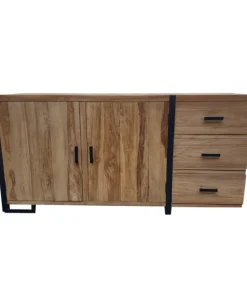 BAHUT BAS EN TECK NATUREL RECYCLE 175 X 86 X 53 CM 2 P 3T
